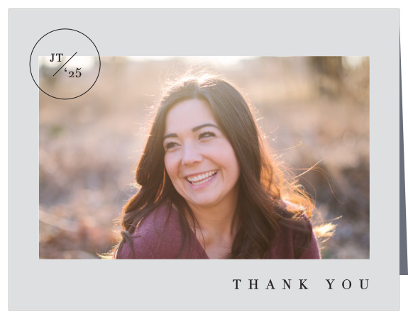 Share your gratitude for your friends and family with the Buttoned Mod Graduation Thank You Card.