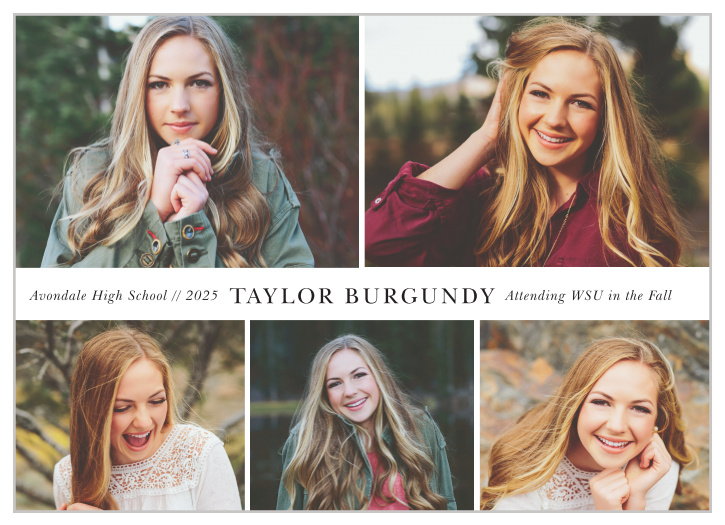 Let your friends and family know of your momentous accomplishment with the chic look of our Picture Grid Graduation Announcements.