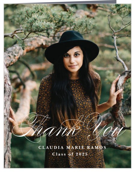 Show some appreciation to your family and friends' support with our Sophisticated Script Graduation Thank You Card!