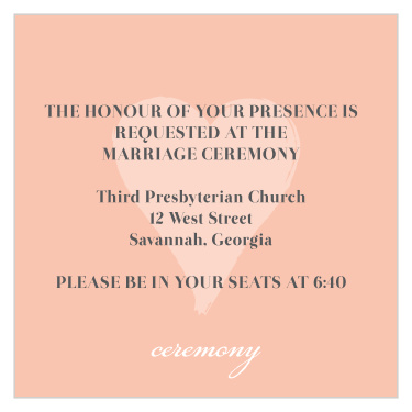 Invite your guests to your ceremony with this ceremony card.