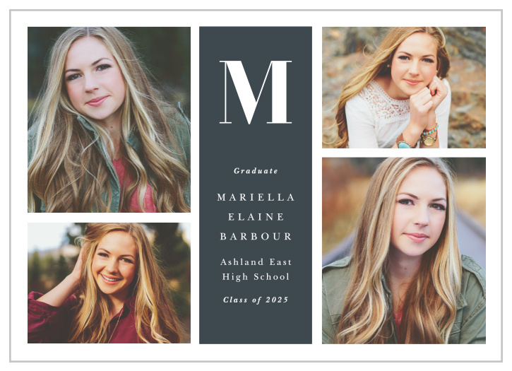 Broadcast your pivotal accomplishment to friends and family with the modern look of our Photography Quad Graduation Announcements.
