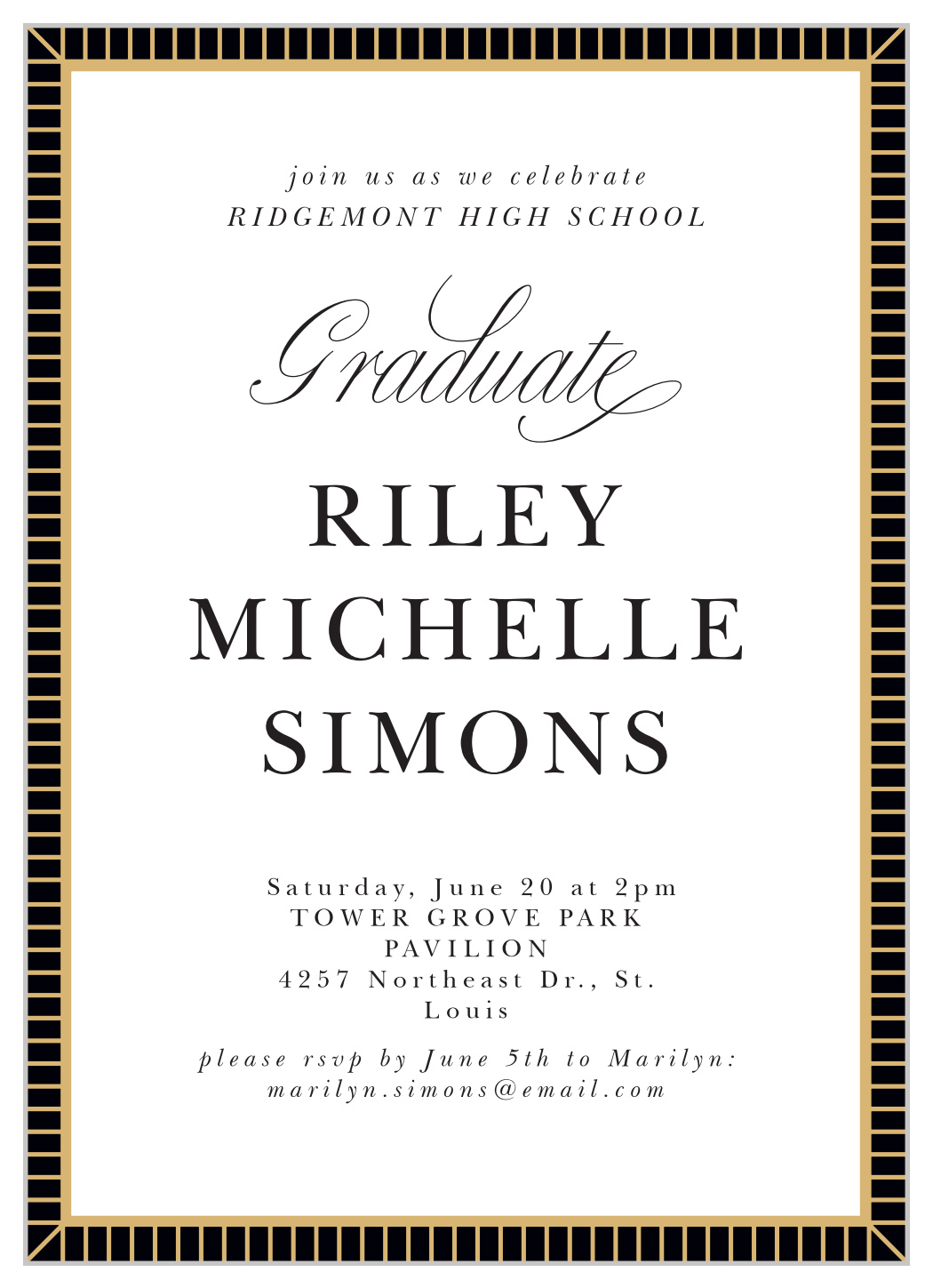 Lined Frame Graduation Invitations