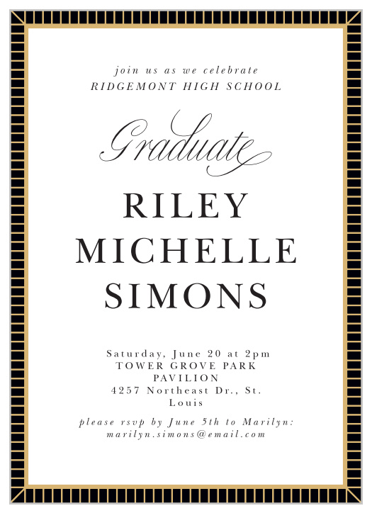 Our Lined Frame Graduation Invitations ensure that your loved one's accomplishment is celebrated by the people that care most.