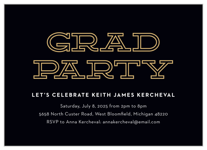 Celebrate your achievement with our Party Outline Graduation Party Invitations.