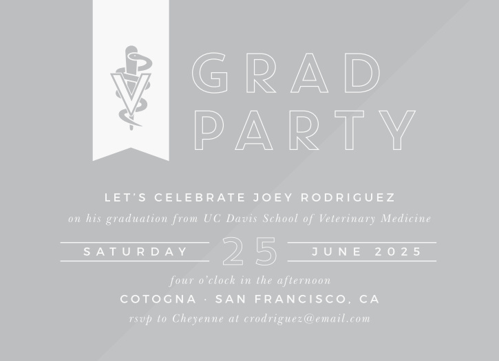 Invite your friends and family to celebrate the finishing of your degree with our Veterinary School Clear Graduation Invitations!