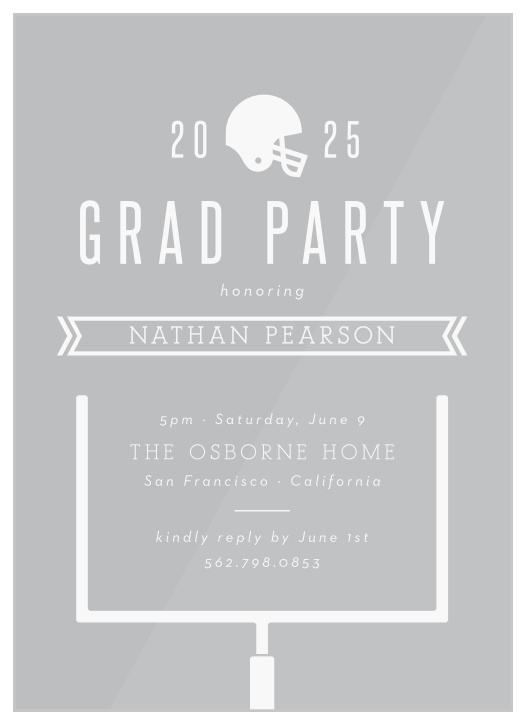 Our Football Star Clear Graduation Invitations are the perfect way to surround yourself with your loved ones for your graduation celebrations!