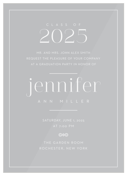 Our Art Deco Clear Graduation Invitations are the perfect way to celebrate your achievements with your friends and family!