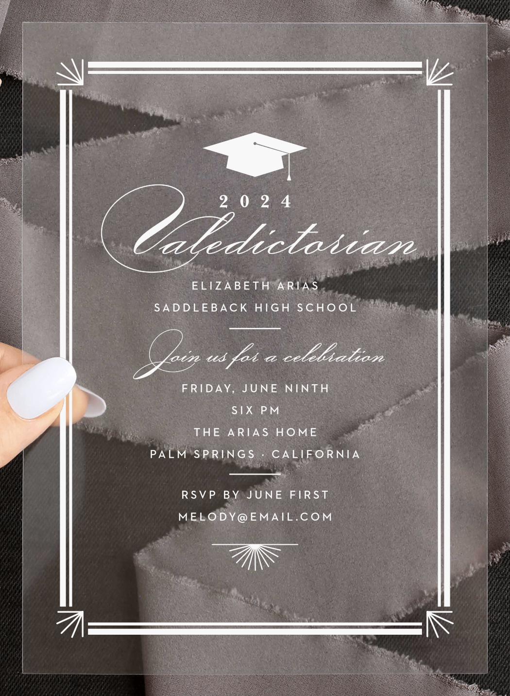 Valedictorian Grad Clear Graduation Invitations