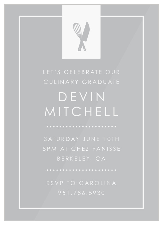 Our Culinary Cook Clear Graduation Invitations are the perfect way to share your culinary accomplishments with your friends and family!