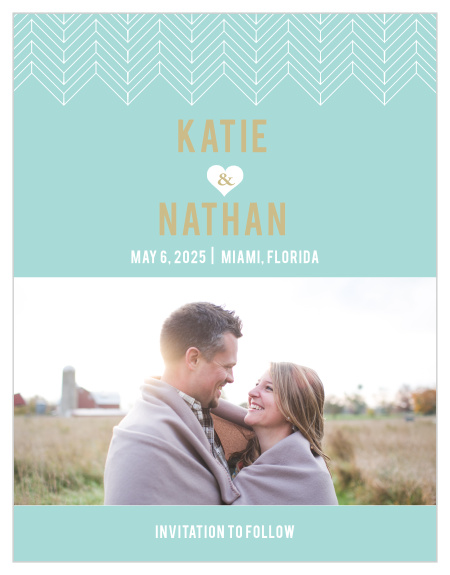 Our Falling Arrows Save the Date Magnet gives you an opportunity to show off one of those beautiful engagement photos. With this trending design, you can change all the colors in order to match your wedding scheme.
