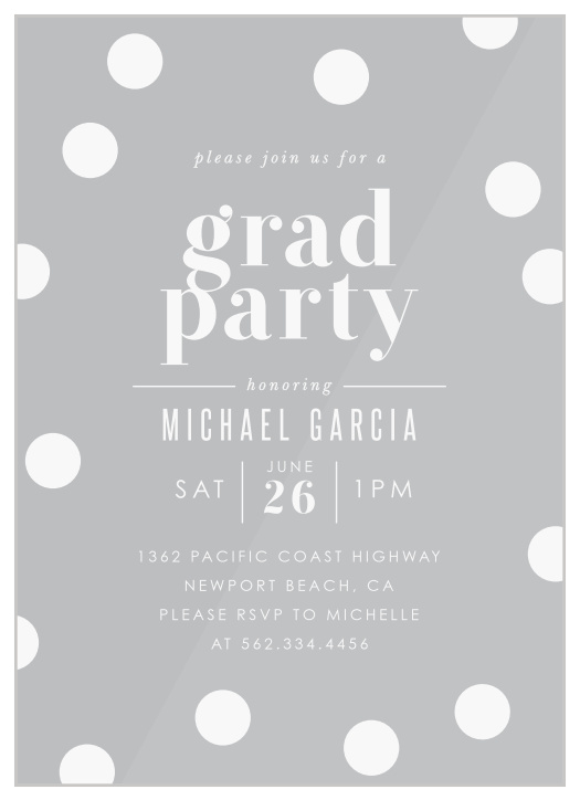 Our Big Confetti Clear Graduation Invitations are the perfect way to gather your friends and family for your graduation celebrations!
