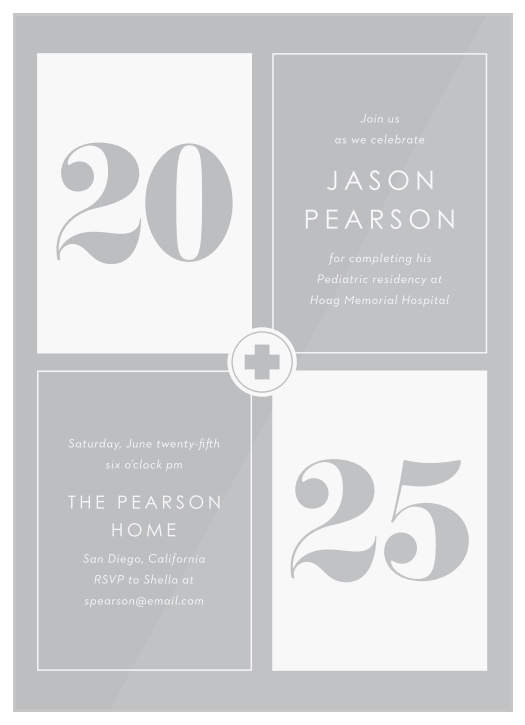 Invite all of your supportive family and friends to your after-graduation celebrations with our Medical Residency Clear Graduation Invitations!