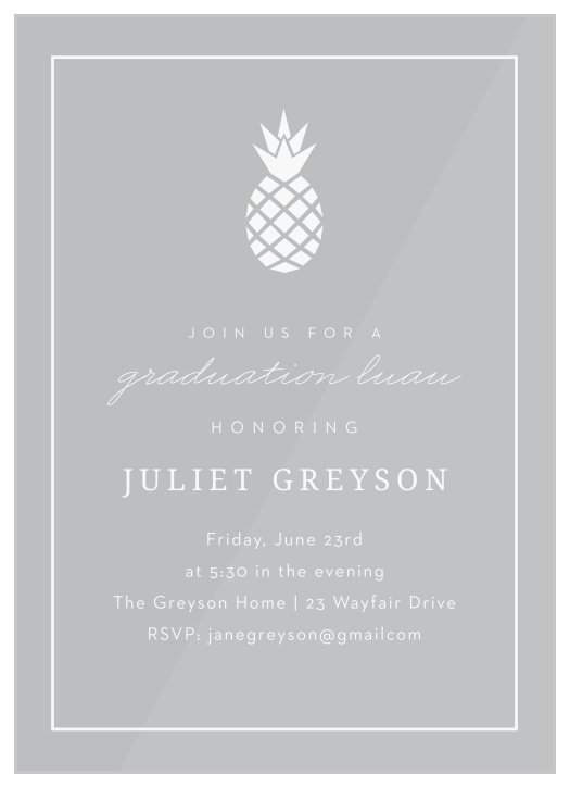 Set the stage for your perfect tropical celebration with our Luau Pineapple Clear Graduation Invitations.