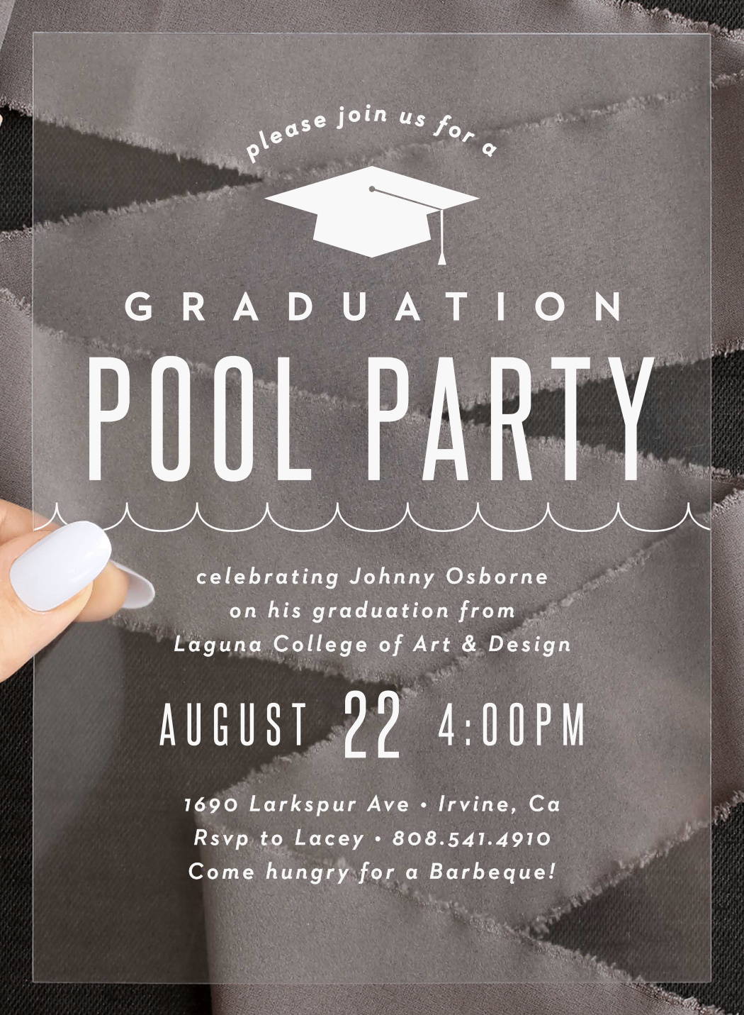 Pool Dive Clear Graduation Invitations, image size:1050x1431