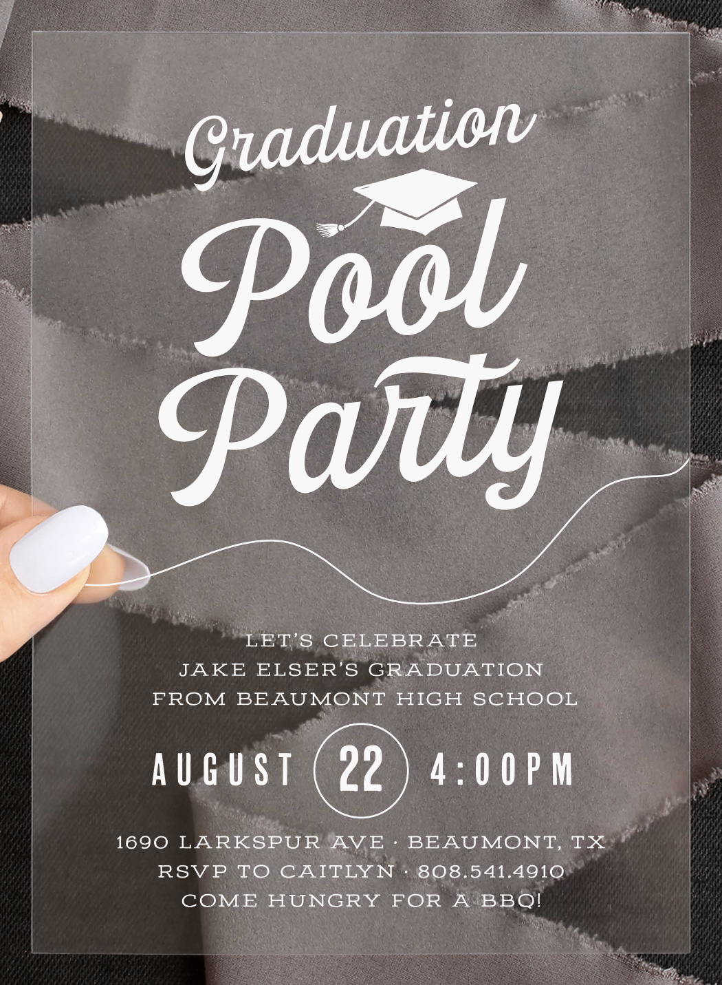 Pool Hang Clear Graduation Invitations