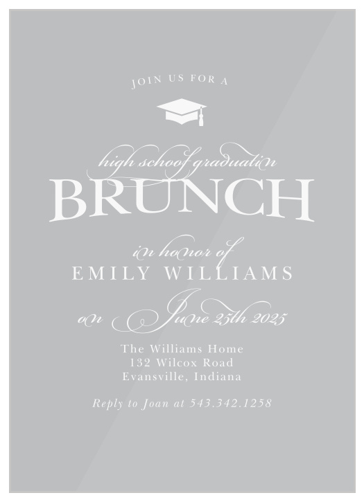 Indulge your friends and family in food and festivities in honor of your achievements with our Simple Brunch Clear Graduation Invitations!