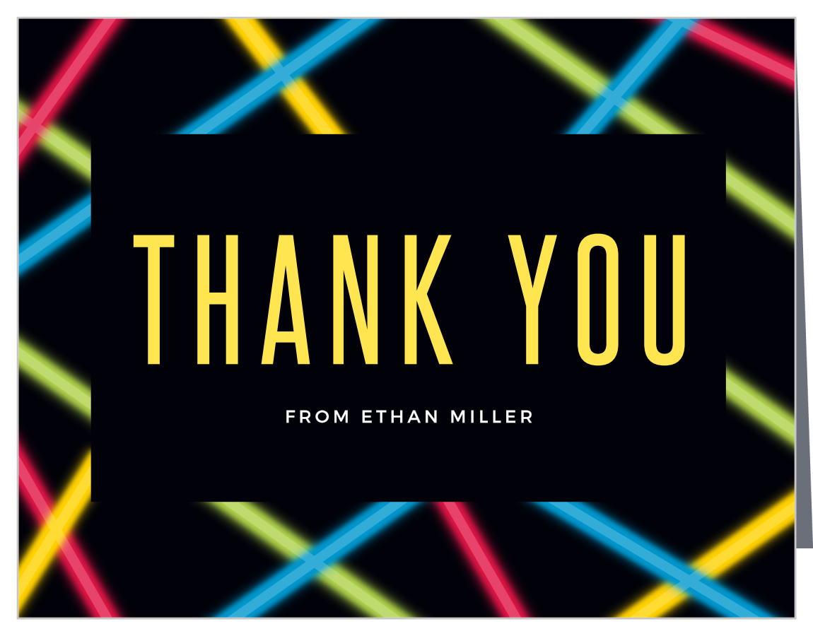 Neon Laser Children's Birthday Thank You Cards