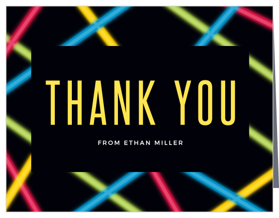 Thank your family and friends for attending your event with our Neon Laser Children's Birthday Party Thank You Cards!