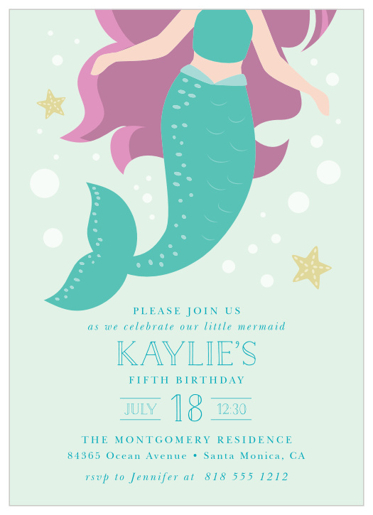 Throw the perfect party for your water-lover with the Mermaid Tail Children's Birthday Party Invitations