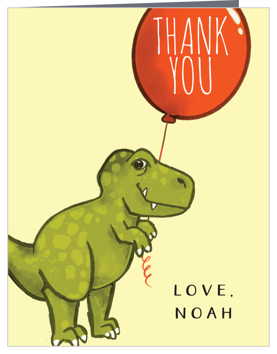 Dino Balloon Children's Birthday Thank You Cards