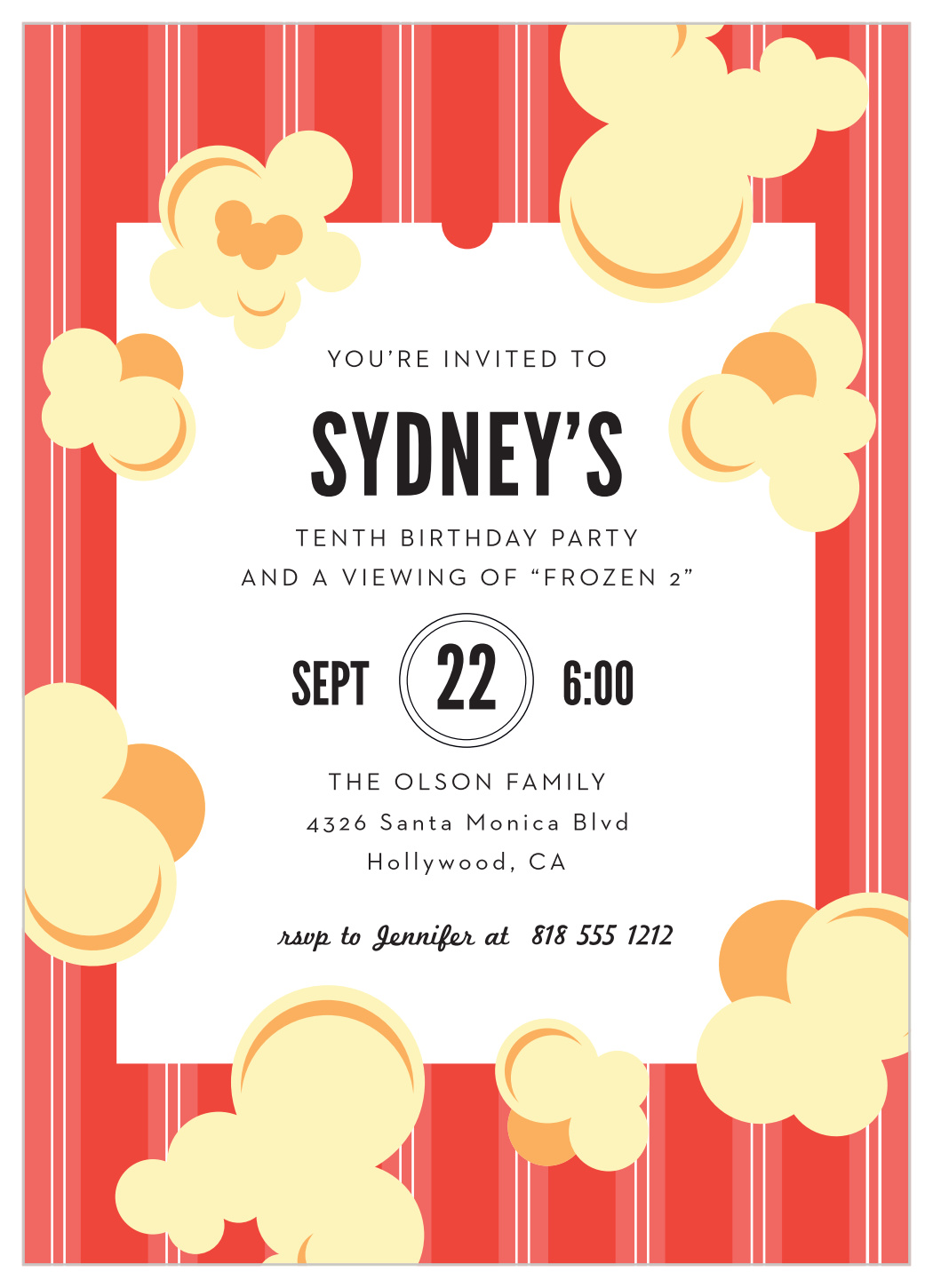 Movie Night Children's Birthday Invitations by Basic Invite