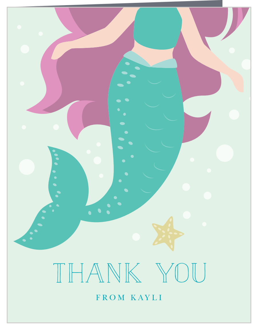 Mermaid Tail Children's Birthday Thank You Cards