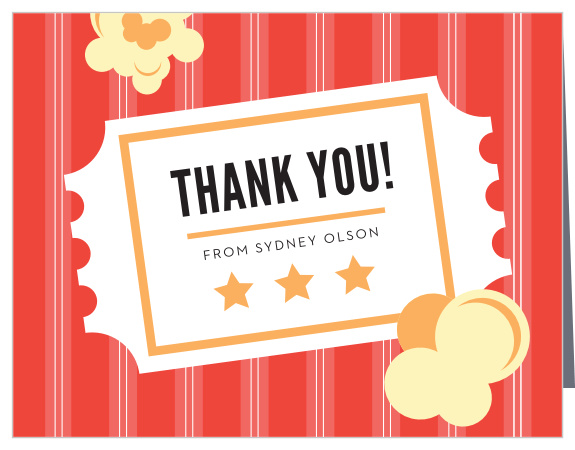 Thank all of your guests for attending your special day with our Movie Night Children's Birthday Party Thank You Cards!