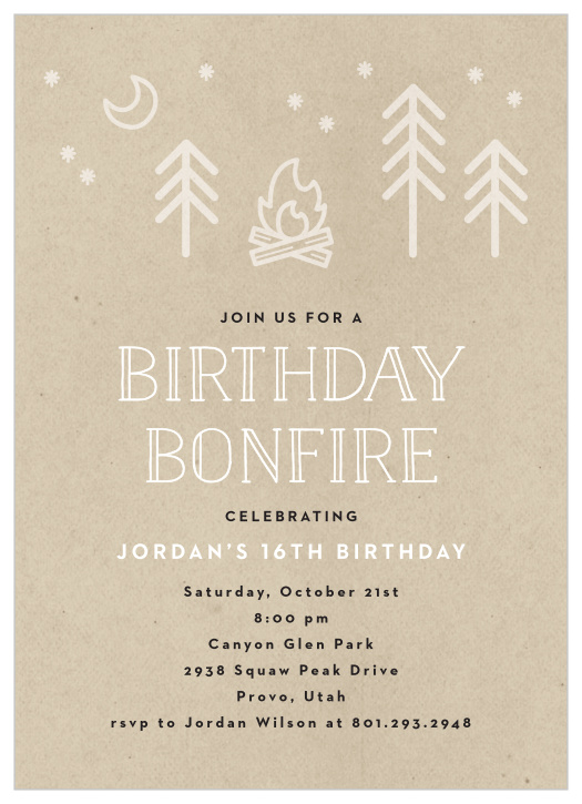 Gather round the fire for some memories that will last forever, with our Get fired up with our Birthday Bonfire Children's Birthday Party Invitations
