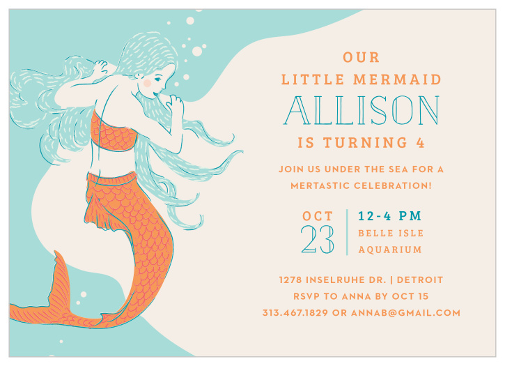 Start your child's party off right with our Mermaid Party Children's Birthday Party Invitations.
