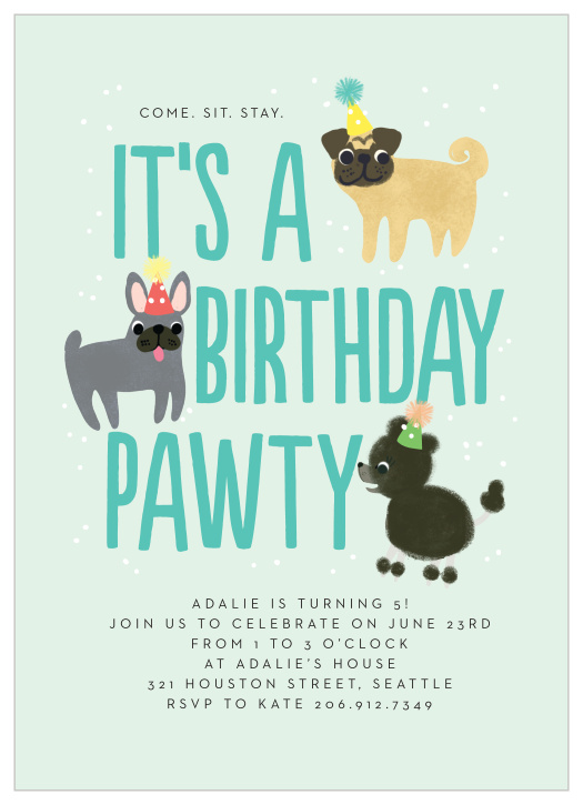 Our Puppy Pawty Children's Birthday Invitations are the perfect way to surround your little one with their friends and family for an unforgettable birthday!