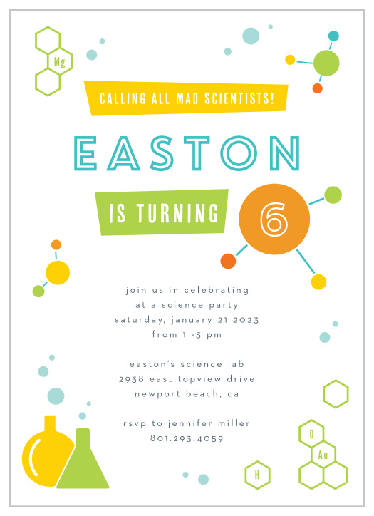 Experiment with your party this year with our Science Fun Children's Birthday Party Invitations.