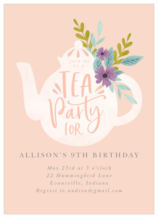 Bring close friends and family together to celebrate your upcoming big day with our Garden Tea Pot Birthday Invitations.