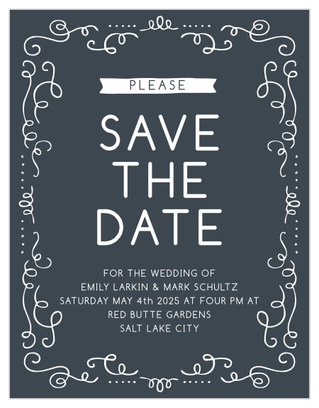 The Surrounding Swirls Save the Date Card is modern yet classy! With this trending design, you can change all the colors in order to match your wedding scheme. Personalize the card and see your modifications instantly!
