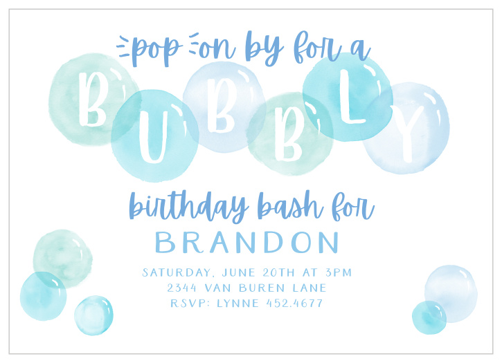 Prepare for a very BUBBLY celebration by inviting your guests to your party with our Bubbly Watercolor Children's Birthday Party Invitations!