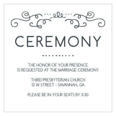 Invite your guests to your ceremony with this ceremony card.