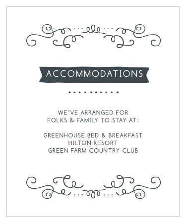Make things too easy for your guests by providing them with this fully customizable Accommodation card.