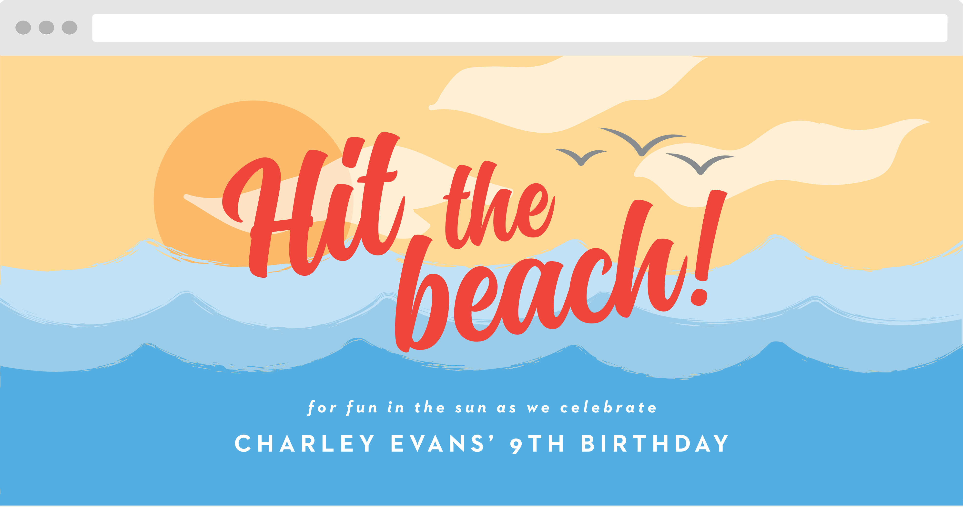 Hit The Beach Children's Birthday Website