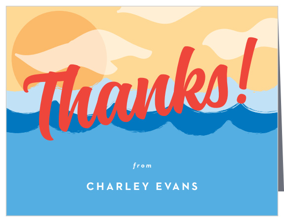 Hit The Beach Children's Birthday Party Thank You cards pair perfectly with our Hit the Beach Children's Birthday Party Invitations. With hundreds of font and color options, thank your friends for a sun-filled day.