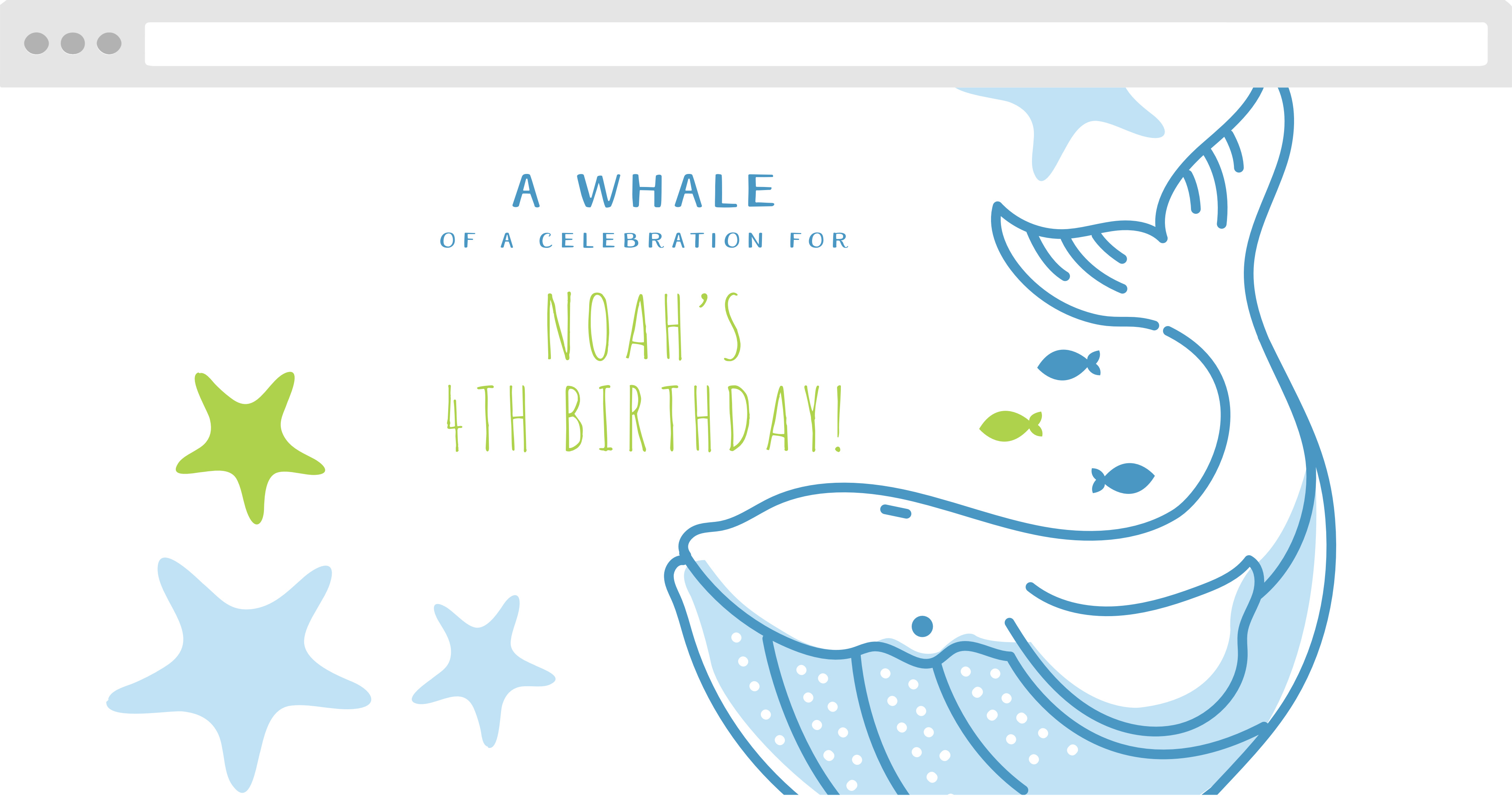 Whale Party Children's Birthday Website