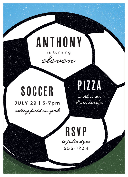 Bring your friends and family together to celebrate your special day with our Soccer Field Children's Birthday Party Invitations.