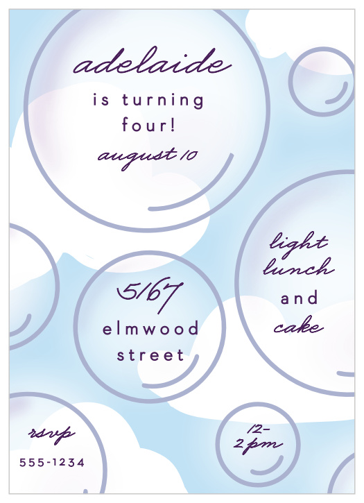 Our Bubble Party Children's Birthday Party Invitations are the perfect way to surround your little one with friends for their big day!