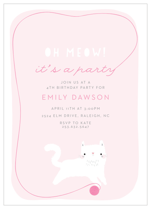 Our Oh Meow Children's Birthday Party Invitations are perfect for gathering your friends and family together to celebrate your upcoming big day! 