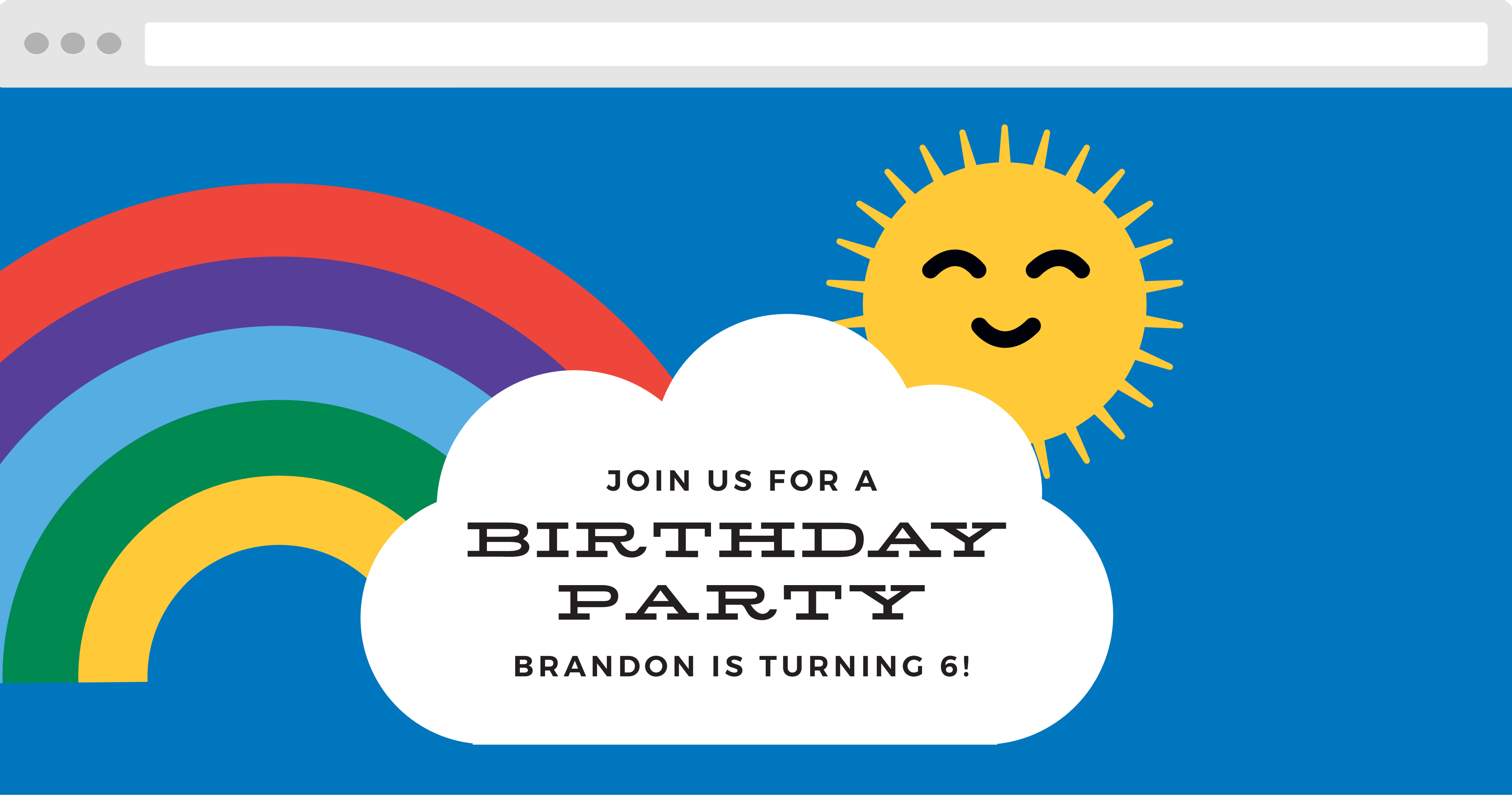Rainbow & Sun Children's Birthday Website