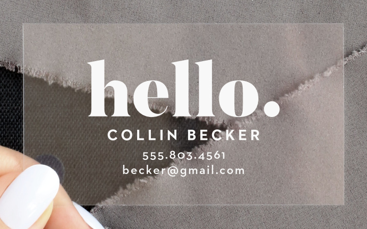 Elegant Hello Clear Business Cards