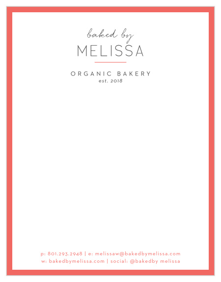 Our Modern Baker Business Stationery is sure to add a personal touch to your handwritten notes to your clients and coworkers.