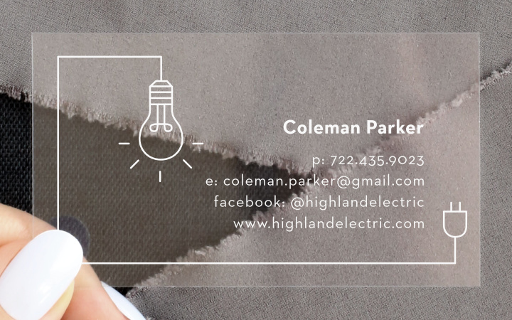 Electrician Light Clear Business Cards