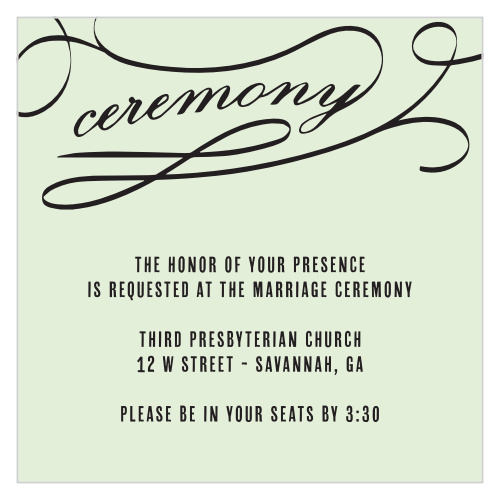 Invite your guests to your ceremony with this ceremony card.