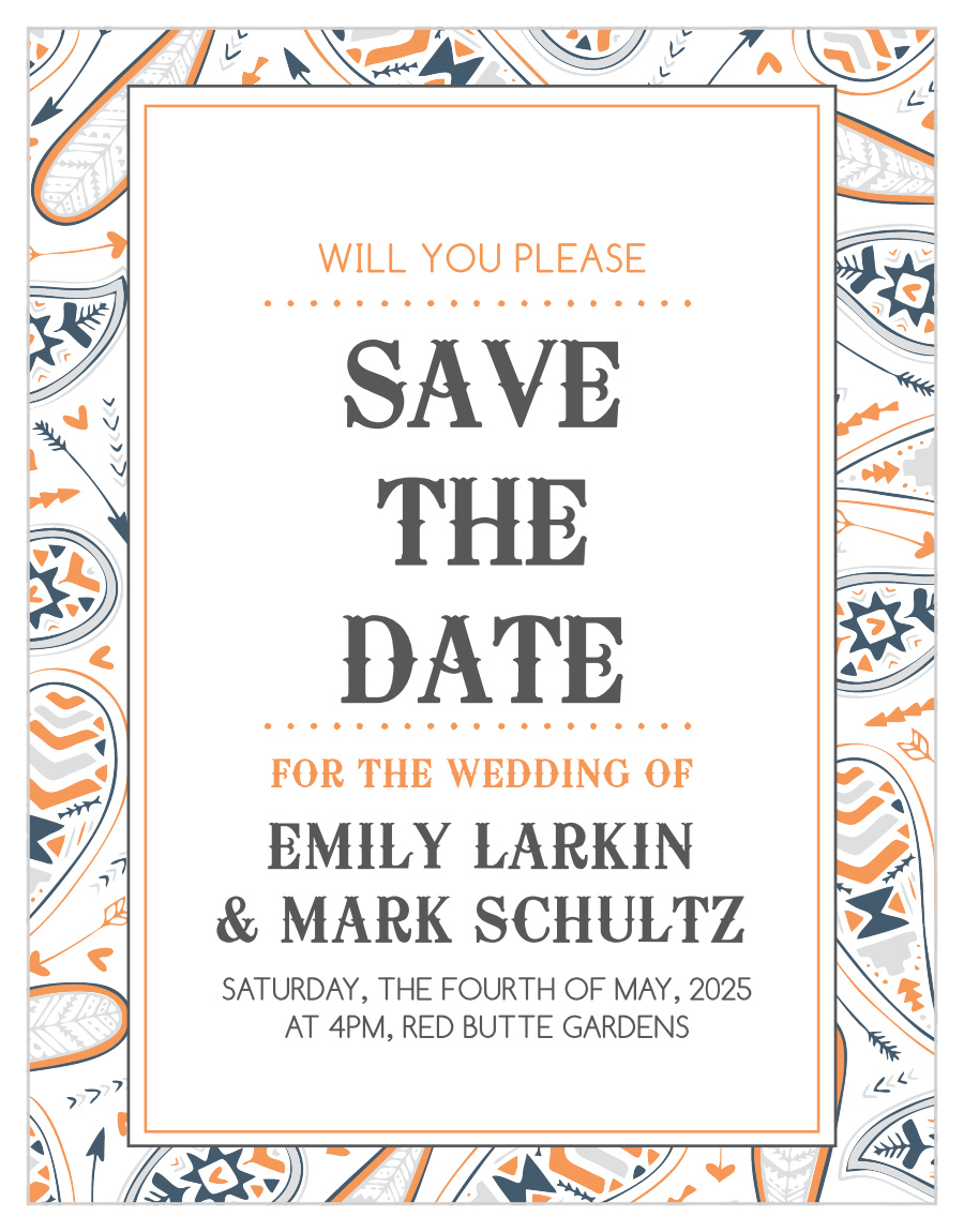 Modern Paisley Save the Date Magnets