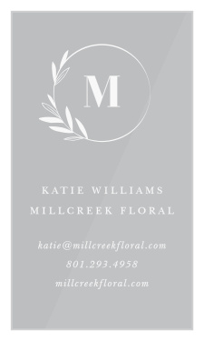 Our Wreath Monogram Clear Business Cards are a simple, creative design to best represent you in your field!