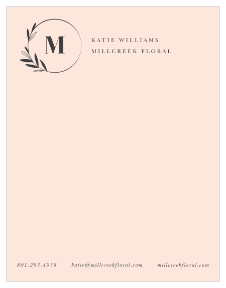 Elegant and refined our Wreath Monogram Business Stationery is perfect to fit any color palette.